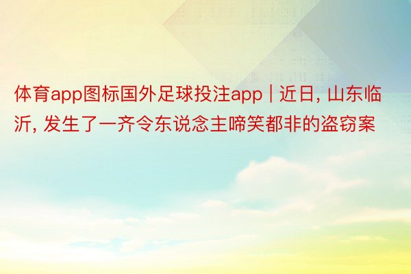 体育app图标国外足球投注app | 近日, 山东临沂, 发生了一齐令东说念主啼笑都非的盗窃案