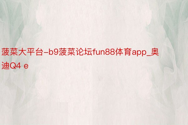 菠菜大平台-b9菠菜论坛fun88体育app_奥迪Q4 e