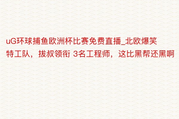 uG环球捕鱼欧洲杯比赛免费直播_北欧爆笑特工队，拔叔领衔 3名工程师，这比黑帮还黑啊